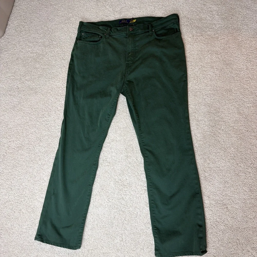 Polo Ralph Lauren Olive Green Varick Slim Straight Jeans Men 38x30 Preppy Pants